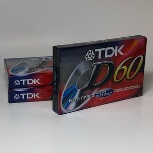 THREE TDK D60 Blank Cassette Tapes High Output Lot